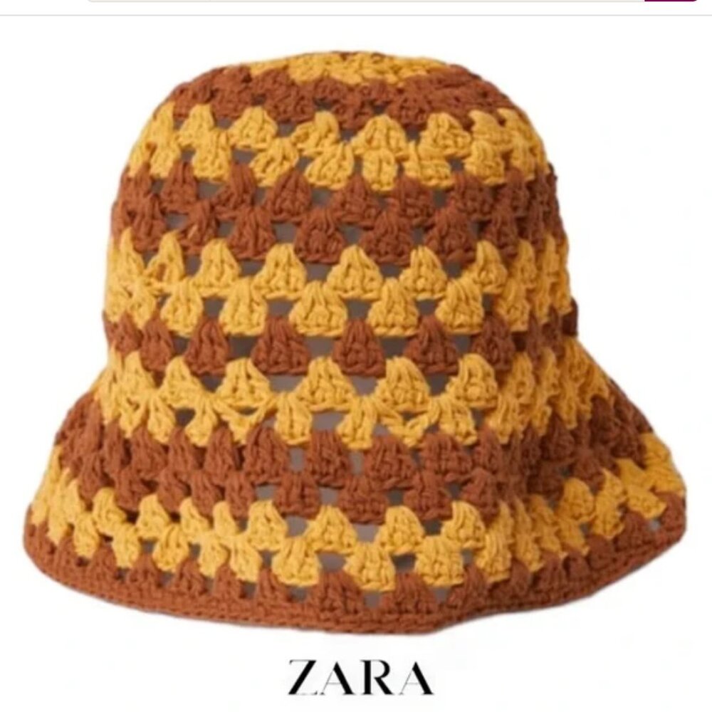 NWOT Zara Kids Ocher Crochet Bucket Hat Size 1-3 Years